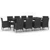 Image de vidaXL Ensemble de jardin 11 pièces avec coussins Noir Poly Rattan