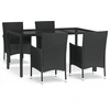 Image de vidaXL Ensemble de jardin 5 pièces avec coussins Noir Poly Rattan