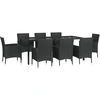 Image de vidaXL Salon de jardin 9 pièces avec coussins noir poly rotin