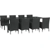 Image de vidaXL Salon de jardin 9 pièces avec coussins noir poly rotin