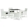 Image de vidaXL Ensemble de jardin 5 pièces avec coussins Blanc Poly Rattan