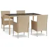 Image de vidaXL Salon de jardin 5 pièces avec coussins Beige Poly Rattan