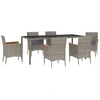 Image de vidaXL Ensemble de jardin 7 pièces avec coussins Gris Poly rotin