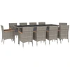 Image de vidaXL Ensemble de jardin 11 pièces avec coussins Gris Poly rotin