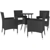 Image de vidaXL Ensemble de jardin bistrot 5 pièces avec coussins noir Poly rotin