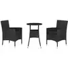 Image de vidaXL Ensemble de jardin bistrot 3 pièces avec coussins noir Poly rotin