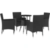Image de vidaXL Ensemble de jardin bistrot 5 pièces avec coussins noir Poly rotin