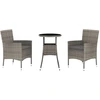 Image de vidaXL Ensemble de jardin bistrot 3 pièces avec coussins Gris Poly rotin