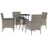 Image de vidaXL Ensemble de jardin bistrot 5 pièces avec coussins Gris Poly rotin