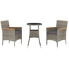 Image de vidaXL Ensemble de jardin bistrot 3 pièces avec coussins Gris Poly rotin