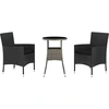 Image de vidaXL Ensemble de jardin bistrot 3 pièces avec coussins noir Poly rotin