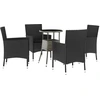 Image de vidaXL Ensemble de jardin bistrot 5 pièces avec coussins noir Poly rotin