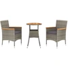 Image de vidaXL Ensemble de jardin bistrot 3 pièces avec coussins Gris Poly rotin