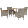 Image de vidaXL Ensemble de jardin bistrot 5 pièces avec coussins Gris Poly rotin