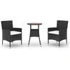 Image de vidaXL Ensemble de jardin bistrot 3 pièces avec coussins noir Poly rotin