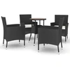 Image de vidaXL Ensemble de jardin bistrot 5 pièces avec coussins noir Poly rotin