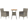 Image de vidaXL Ensemble de jardin bistrot 3 pièces avec coussins Gris Poly rotin