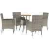 Image de vidaXL Ensemble de jardin bistrot 5 pièces avec coussins Gris Poly rotin