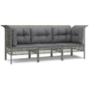 Image de vidaXL Ensemble de salon de jardin 3 pièces avec coussins Gris Poly rotin