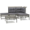 Image de vidaXL Ensemble de salon de jardin 5 pièces avec coussins Gris Poly rotin