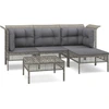 Image de vidaXL Ensemble de salon de jardin 5 pièces avec coussins Gris Poly rotin