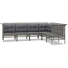 Image de vidaXL Ensemble salon de jardin 6 pièces avec coussins Gris Poly rotin