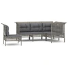 Image de vidaXL Ensemble de salon de jardin 5 pièces avec coussins Gris Poly rotin