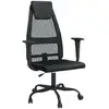 Image de vidaXL Chaise de bureau Réglable en hauteur Noir Résille et similicuir