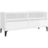 Image de vidaXL Armoire TV blanc brillant 100x34,5x44,5 cm Bois composite