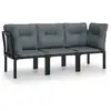 Image de vidaXL Ensemble de salon de jardin 3 pièces noir et gris poly rotin