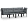 Image de vidaXL Ensemble de salon de jardin 4 pièces noir et gris poly rotin