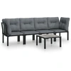 Image de vidaXL Ensemble de salon de jardin 5 pièces noir et gris poly rotin