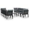 Image de vidaXL Ensemble de salon de jardin 9 pièces noir et gris poly rotin