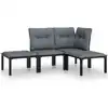Image de vidaXL Ensemble de salon de jardin 4 pièces noir et gris poly rotin