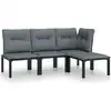 Image de vidaXL Ensemble de salon de jardin 4 pièces noir et gris poly rotin