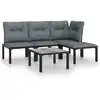 Image de vidaXL Ensemble de salon de jardin 5 pièces noir et gris poly rotin