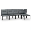 Image de vidaXL Ensemble de salon de jardin 5 pièces noir et gris poly rotin