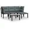 Image de vidaXL Ensemble de salon de jardin 5 pièces noir et gris poly rotin