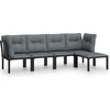Image de vidaXL Ensemble de salon de jardin 5 pièces noir et gris poly rotin
