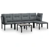 Image de vidaXL Ensemble de salon de jardin 6 pièces noir et gris poly rotin