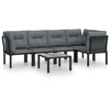 Image de vidaXL Ensemble de salon de jardin 6 pièces noir et gris poly rotin