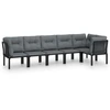 Image de vidaXL Ensemble de salon de jardin 6 pièces noir et gris poly rotin