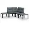 Image de vidaXL Ensemble de salon de jardin 5 pièces noir et gris poly rotin