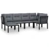 Image de vidaXL Ensemble de salon de jardin 6 pièces noir et gris poly rotin