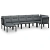 Image de vidaXL Ensemble de salon de jardin 7 pièces noir et gris poly rotin