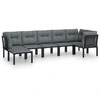 Image de vidaXL Ensemble de salon de jardin 7 pièces noir et gris poly rotin