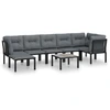 Image de vidaXL Ensemble de salon de jardin 8 pièces noir et gris poly rotin