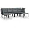 Image de vidaXL Ensemble de salon de jardin 6 pièces noir et gris poly rotin