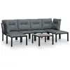 Image de vidaXL Ensemble de salon de jardin 7 pièces noir et gris poly rotin