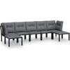Image de vidaXL Ensemble de salon de jardin 7 pièces noir et gris poly rotin